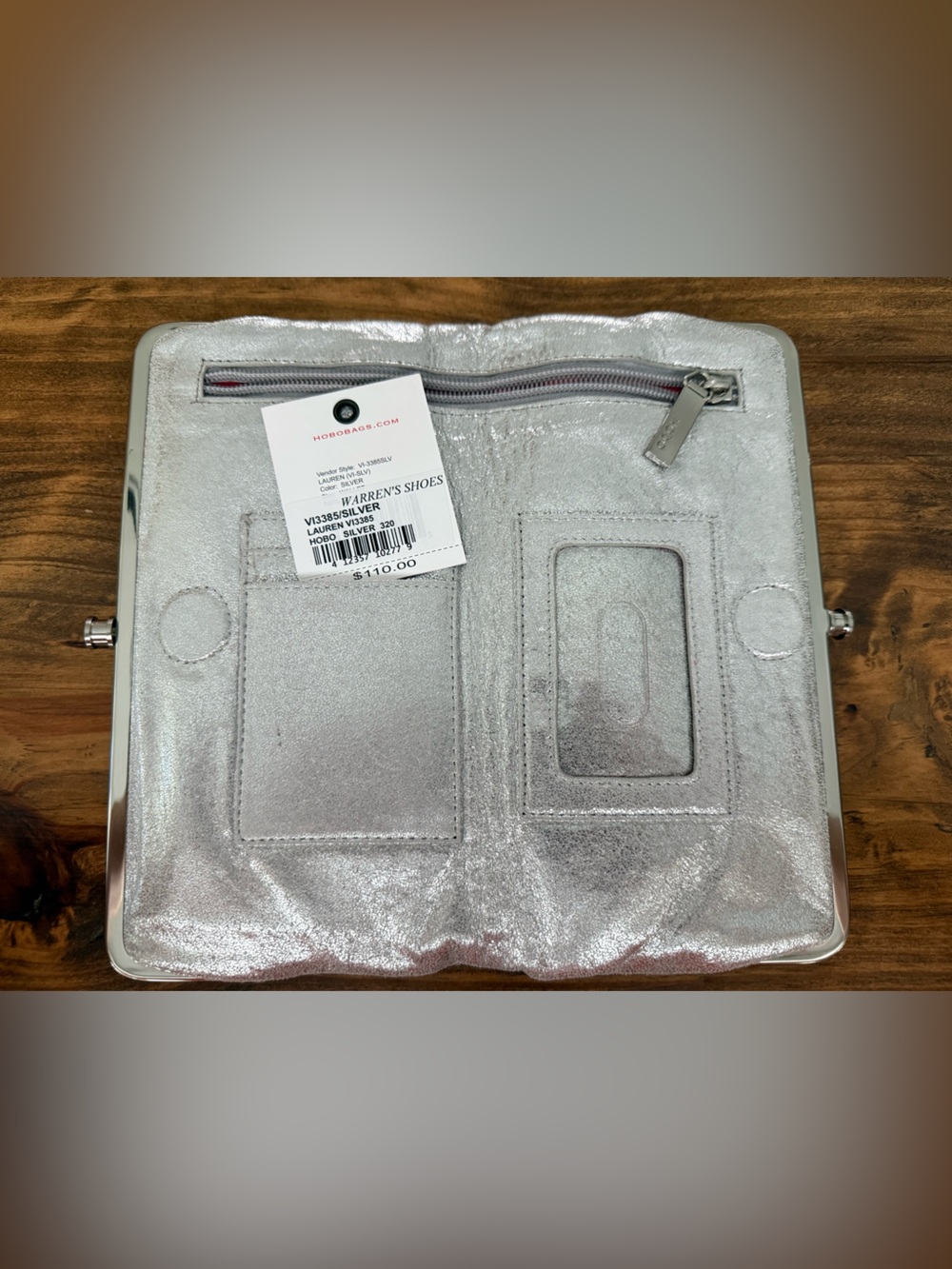 HOBO Metallic Silver Wallet Clutch